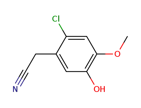 Molecular Structure of 81038-46-2 (2-Chloro-5-hydroxy-4-methoxyphenylacetonitrile)