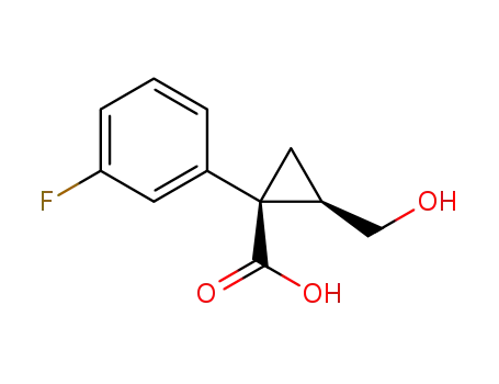 Molecular Structure of 1450905-00-6 ((1S,2R)-1-(3-fluorophenyl)-2-(hydroxymethyl)cyclopropane-1-carboxylic acid)