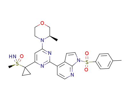 (3R)-3-methyl-4-(6-(1-((R)-S-methylsulfonimidoyl)cyclopropyl)-2-(1-tosyl-1H-pyrrolo[2,3-b]pyridin-4-yl)pyrimidin-4-yl)morpholine