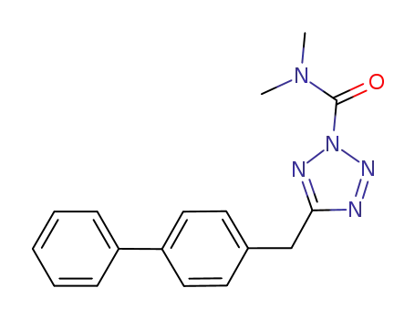 Molecular Structure of 1010096-65-7 (2H-Tetrazole-2-carboxaMide, 5-([1,1'-biphenyl]-4-ylMethyl)-N,N-diMethyl-)