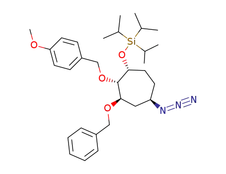Molecular Structure of 1352406-27-9 ((1R,2S,3R,5R)-5-azido-3-O-benzyloxy-2-O-p-methoxybenzyloxy-1-O-triisopropylsilyloxycycloheptane)