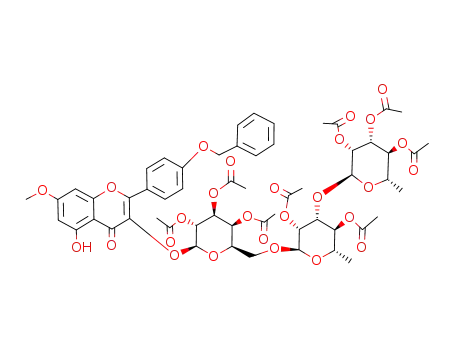 4'-Benzyloxy-5-hydroxy-7-methoxy-flavon-3-O-octa-O-acetyl-<O-α-L-rhamnopyranosyl-(1-3)-O-α-L-rhamnopyranosyl-(1-6)>-β-D-galaktopyranosid