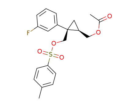 Molecular Structure of 1450904-92-3 (((1R,2S)-2-(3-fluorophenyl)-2-((p-tosyloxy)methyl)cyclopropyl)methyl acetate)