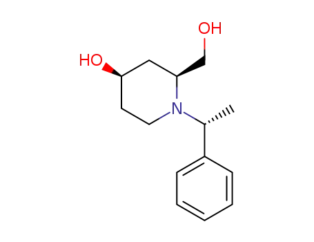 Molecular Structure of 1427281-93-3 ((-)-(2S,4R)-2-(hydroxymethyl)-1-[(1R)-1-phenylethyl]piperidin-4-ol)