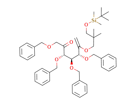 Molecular Structure of 261713-62-6 (1,3,4,5-tetra-O-benzyl-7-deoxy-6-O-(3-tert-butyldimethylsilyloxy-2,2-dimethylpropyl)-L-xylo-hept-6-en-2-ulose)
