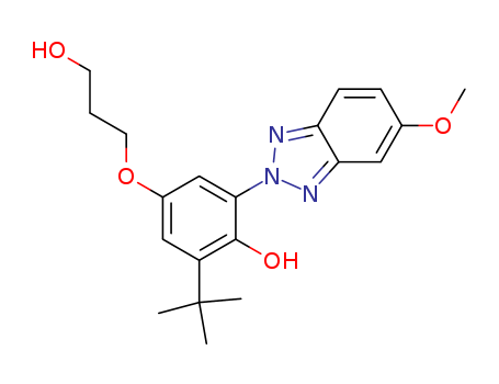 Molecular Structure of 114289-79-1 (Phenol,2-(1,1-dimethylethyl)-4-(3-hydroxypropoxy)-6-(5-methoxy-2H-benzotriazol-2-yl)-)