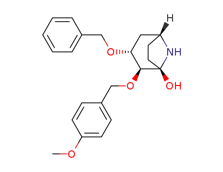 Molecular Structure of 1352406-30-4 ((1R,2S,3R,5R)-3-O-benzyloxy-2-O-p-methoxybenzyloxy-8-azabicyclo[3.2.1]octane-1-ol)