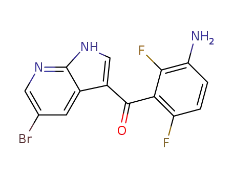 Molecular Structure of 1312941-98-2 ((3-Amino-2,6-difluorophenyl)(5-bromo-1H-pyrrolo[2,3-b]pyridin-3-yl)methanone)