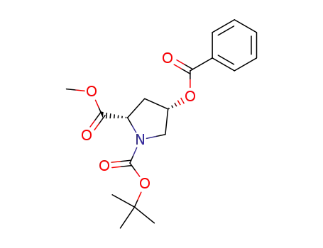 Molecular Structure of 121147-94-2 ((2S,4S)-1-tert-butyl 2-Methyl 4-(benzoylo×y)pyrrolidine-1,2-dicarbo×ylate)