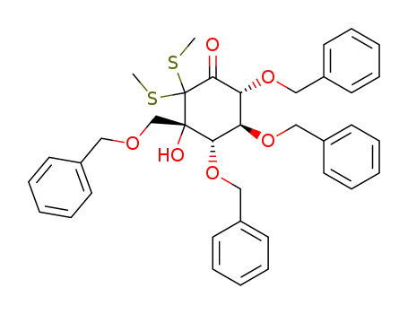 (1S)-(1(OH),2,4/1,3)-2,3,4-Tri-O-benzyl-1-C-<(benzyloxy)methyl>-5-oxo-6,6-bis(methylthio)-1,2,3,4-cyclohexanetetrol