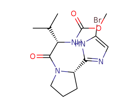Molecular Structure of 1292836-05-5 (methyl(S)-1-((S)-2-(5-bromo-1H-imidazol-2-yl)pyrrolidin-1-yl)-3-methyl-1-oxobutan-2-ylcarbamate)