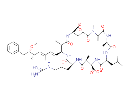 Cyclo[2,3-didehydro-N-methylalanyl-D-alanyl-L-leucyl-(3S)-3-methyl-D-b-aspartyl-L-arginyl-(2S,3S,4E,6E,8S,9S)-3-amino-9-methoxy-2,6,8-trimethyl-10-phenyl-4,6-decadienoyl-D-g-glutamyl](101043-37-2)