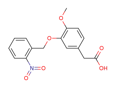 Molecular Structure of 129249-75-8 (4-methoxy-3-(o-nitrobenzyloxy)phenylacetic acid)