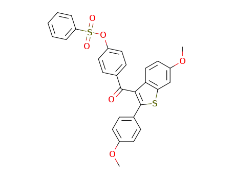 Molecular Structure of 1293362-49-8 (benzenesulfonic acid-4-[6-methoxy-2-(4-methoxy-phenyl)-benzo[b]thiophene-3-carbonyl]-phenyl ester)