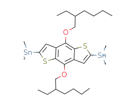 Molecular Structure of 1160823-78-8 (1,1'-[4,8-Bis[(2-ethylhexyl)oxy]benzo[1,2-b:4,5-b']dithiophene-2,6-diyl]bis[1,1,1-trimethylstannane])