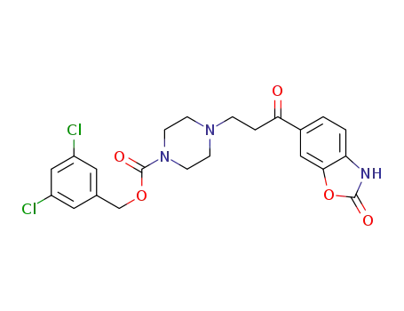 Molecular Structure of 1144035-53-9 (4-[3-Oxo-3-(2-oxo-2,3-dihydrobenzoxazol-6-yl)propyl]piperazine-1-carboxylic acid 3,5-dichlorobenzyl ester)