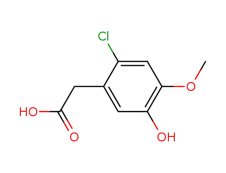 Molecular Structure of 81038-49-5 (2-Chloro-5-hydroxy-4-methoxyphenylacetic acid)