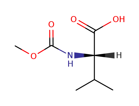 Molecular Structure of 74761-42-5 ((S)-2-((Methoxycarbonyl)aMino)-3-Methylbutanoic acid)