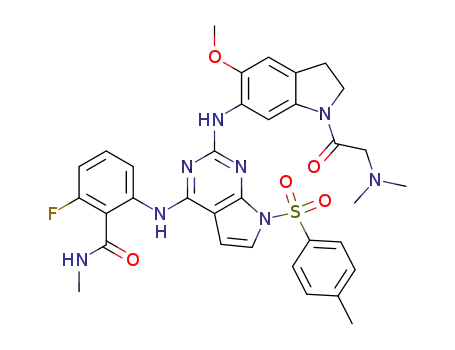 2-({2-{[1-(N,N-dimethylglycyl)-5-(methyloxy)-2,3-dihydro-1H-indol-6-yl]amino}-7-[(4-methylphenyl)sulfonyl]-7H-pyrrolo[2,3-d]pyrimidin-4-yl}amino)-6-fluoro-N-methylbenzamide