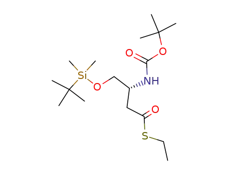 Molecular Structure of 383418-08-4 (3-<i>tert</i>-butoxycarbonylamino-4-(<i>tert</i>-butyl-dimethyl-silanyloxy)-thiobutyric acid <i>S</i>-ethyl ester)