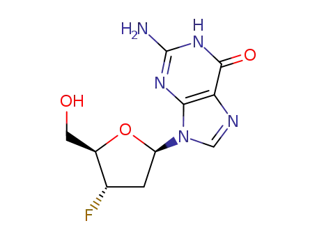 Molecular Structure of 92562-88-4 (2',3'-DIDEOXY-3'-FLUORO-GUANOSINE)