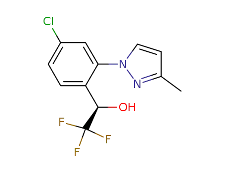 Molecular Structure of 1033805-26-3 ((R)-1-(4-Chloro-2-(3-Methyl-1H-pyrazol-1-yl)phenyl)-2,2,2-trifluoroethanol)