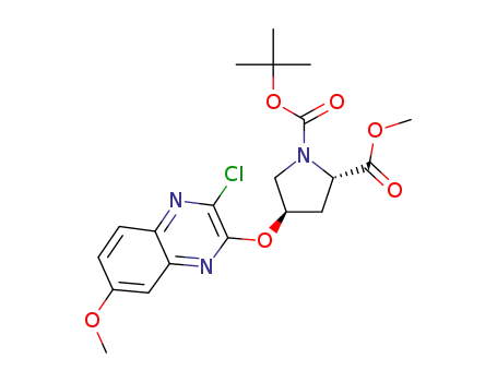 Molecular Structure of 1206524-79-9 (1,2-Pyrrolidinedicarboxylic acid, 4-[(3-chloro-7-Methoxy-2-quinoxalinyl)oxy]-, 1-(1,1-diMethylethyl) 2-Methyl ester,(2S,4R)-)
