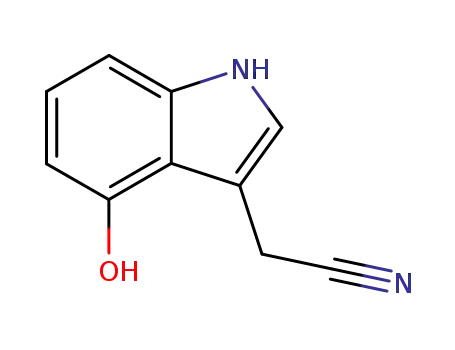 Molecular Structure of 118573-52-7 (1H-Indole-3-acetonitrile, 4-hydroxy-)