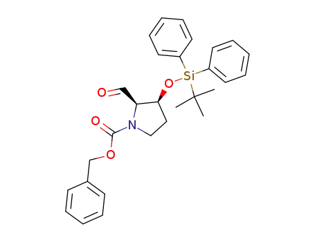 Molecular Structure of 174222-07-2 ((2R,3S)-N-(benzyloxycarbonyl)-2-formyl-3-(tert-butyldiphenylsiloxy)pyrrolidine)