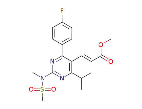 Molecular Structure of 1024024-26-7 (methyl 3-[4-(4-fluorophenyl)-6-isopropyl-2-(N-methyl-N-methylsulfonylamino)pyrimidin-5-yl]-(2E)-propenoate)