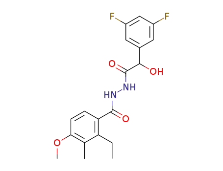 Molecular Structure of 1181770-80-8 (N'-[2-(3,5-difluorophenyl)-2-hydroxyacetyl]-2-ethyl-4-methoxy-3-methylbenzohydrazide)