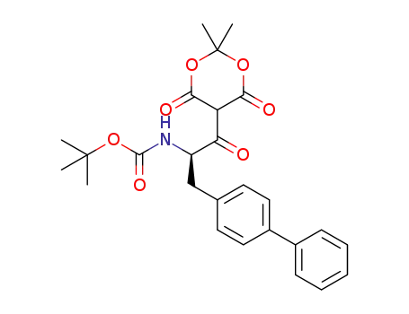 Molecular Structure of 1383026-37-6 ([(R)-1-biphenyl-4-ylmethyl-2-(2,2-dimethyl-4,6-dioxo-[1,3]dioxan-5-yl)-2-oxoethyl]carbamic acid t-butyl ester)