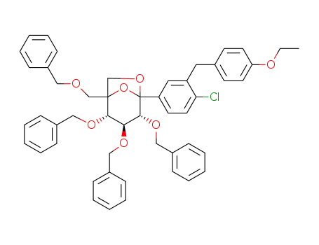 Molecular Structure of 1629222-50-9 ((2S,3S,4R)-2,3,4-tris(benzyloxy)-1-((benzyloxy)-methyl)-5-(4-chloro-3-(4-ethoxybenzyl)phenyl)-6,8-dioxabicyclo[3.2.1]octane)