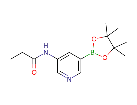 Molecular Structure of 1171891-19-2 (N-(5-(4,4,5,5-tetramethyl-1,3,2-dioxaborolan-2-yl)pyridin-3-yl)propionamide)