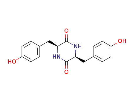 Molecular Structure of 10125-11-8 (2,5-Piperazinedione, 3,6-bis[(4-hydroxyphenyl)methyl]-, (3S,6S)-)