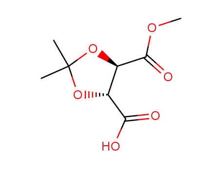 Molecular Structure of 67812-33-3 ((4R,5R)-5-(methoxycarbonyl)-2,2-dimethyl-1,3-dioxolane-4-carboxylic acid)