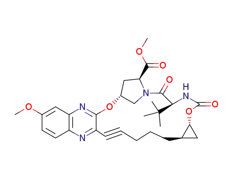 Molecular Structure of 1425038-23-8 (methyl (33R,35S,91R,92R,5S,Z)-5-(tert-butyl)-17-methoxy-4,7-dioxo-2,8-dioxa-6-aza-1(2,3)-quinoxalina-3(3,1)-pyrrolidina-9(1,2)-cyclopropanacyclotetradecaphan-12-yne-35-carboxylate)
