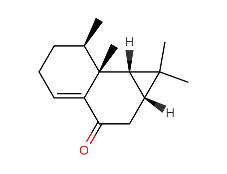 Molecular Structure of 114339-93-4 (3H-Cyclopropa[a]naphthalen-3-one,1,1a,2,5,6,7,7a,7b-octahydro-1,1,7,7a-tetramethyl-, (1aR,7R,7aR,7bS)-)