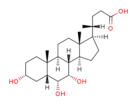 Molecular Structure of 547-75-1 (Cholan-24-oic acid,3,6,7-trihydroxy-, (3alpha,5beta,6alpha,7alpha)-)