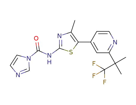 Molecular Structure of 1357476-70-0 (N-(4-Methyl-5-(2-(1,1,1-trifluoro-2-Methylpropan-2-yl)pyridin-4-yl)thiazol-2-yl)-1H-iMidazole-1-carboxaMide)