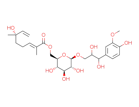 9-(6-O-[(2E,6S)-2,6-dimethyl-6-hydroxy-2,7-octadienoyl]-β-D-glucopyranosyloxy)guaiacylglycerol