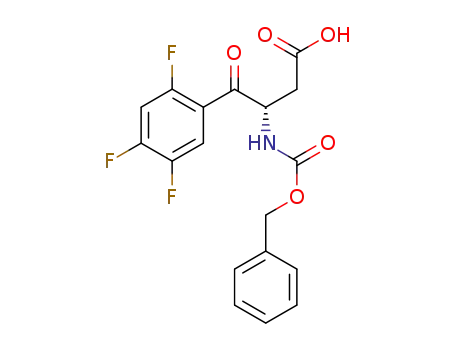 Molecular Structure of 1374966-98-9 ((S)-3-(((benzyloxy)carbonyl)amino)-4-oxo-4-(2,4,5-trifluorophenyl)butanoicacid)