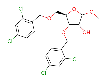 Molecular Structure of 636581-81-2 (Methyl 3,5-di-O-(2,4-dichlorobenzyl)-D-ribofuranoside)