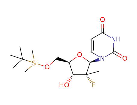 Molecular Structure of 1160557-97-0 (1-((2R,3R,4R,5R)-5-((tert-butyldimethylsilyloxy)methyl)-3-fluoro-4-hydroxy-3-methyl-tetrahydrofuran-2-yl)pyrimidine-2,4(1H,3H)-dione)