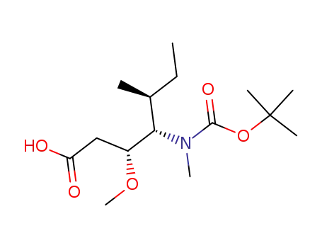 Molecular Structure of 132149-81-6 ((3R,4S,5S)-4-(tert-butoxycarbonyl(Methyl)aMino)-3-Methoxy-5-Methylheptanoic acid)