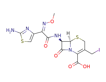 Molecular Structure of 86070-92-0 ((6R,7R)-7-{2-(2-Amino-thiazol-4-yl)-2-[(Z)-methoxyimino]-acetylamino}-3-iodomethyl-8-oxo-5-thia-1-aza-bicyclo[4.2.0]oct-2-ene-2-carboxylic acid)