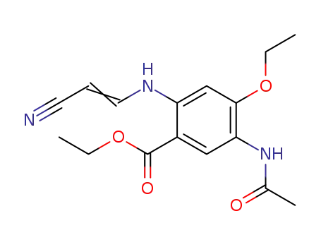 Molecular Structure of 1222172-52-2 (ethyl 2-[(2-cyanovinyl)amino]-4-ethoxy-5-acetylamidobenzoate)