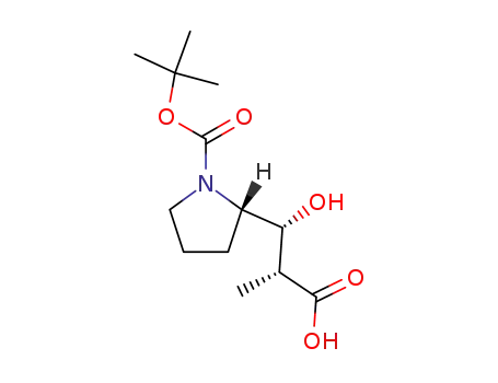 Molecular Structure of 133565-38-5 ((2R,3R)-3-[(2S)-1-[(tert-butoxy)carbonyl]pyrrolidin-2-yl]-3-hydroxy-2-methylpropanoic acid)