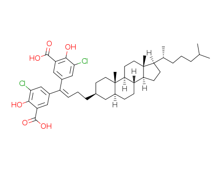 Benzoic acid,3,3'-[4-(3b,5a)-cholestan-3-yl-1-butenylidene]bis[5-chloro-6-hydroxy-