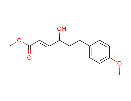 Molecular Structure of 111168-10-6 ((E)-4-Hydroxy-6-(4-methoxy-phenyl)-hex-2-enoic acid methyl ester)